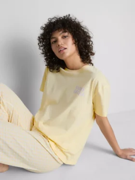 Cotton printed gingham pajamas