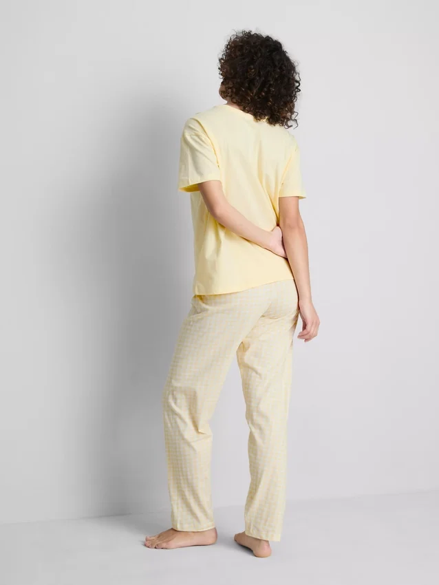 Cotton printed gingham pajamas