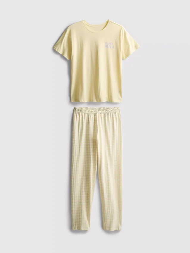 Cotton printed gingham pajamas