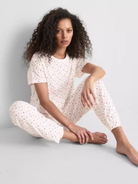 Cotton printed short sleeve pajamas