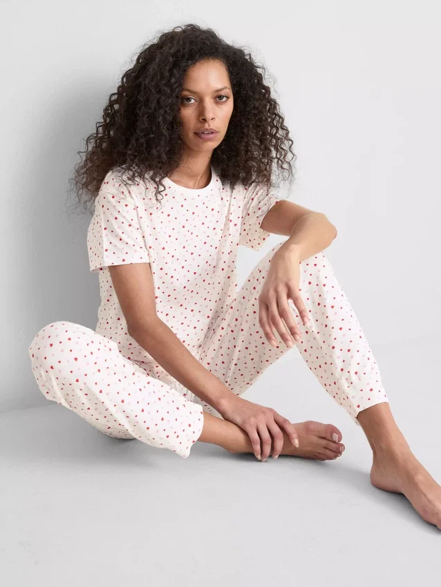 Cotton printed short sleeve pajamas