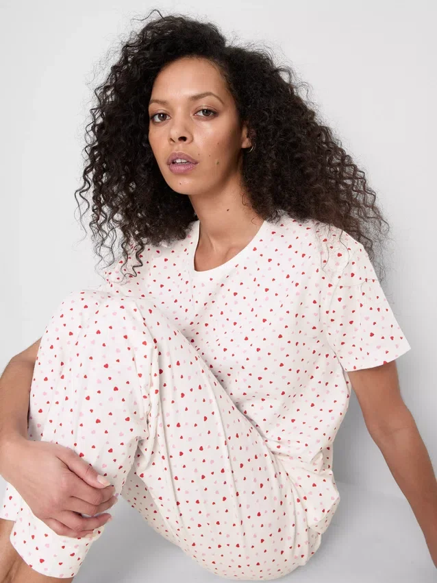 Cotton printed short sleeve pajamas