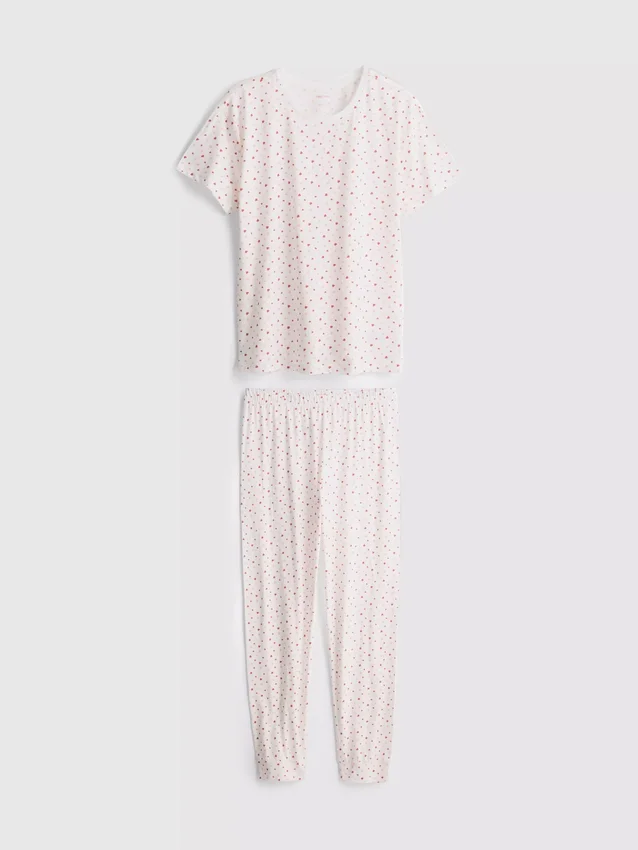 Cotton printed short sleeve pajamas