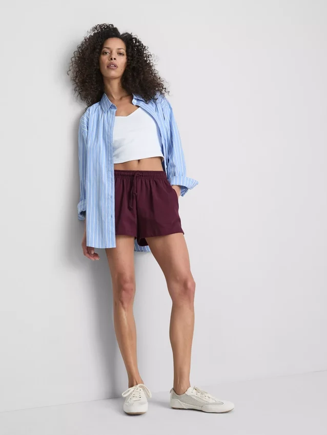 Cotton relaxed drawstring shorts