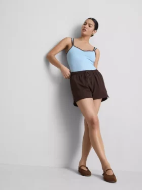 Cotton relaxed drawstring shorts