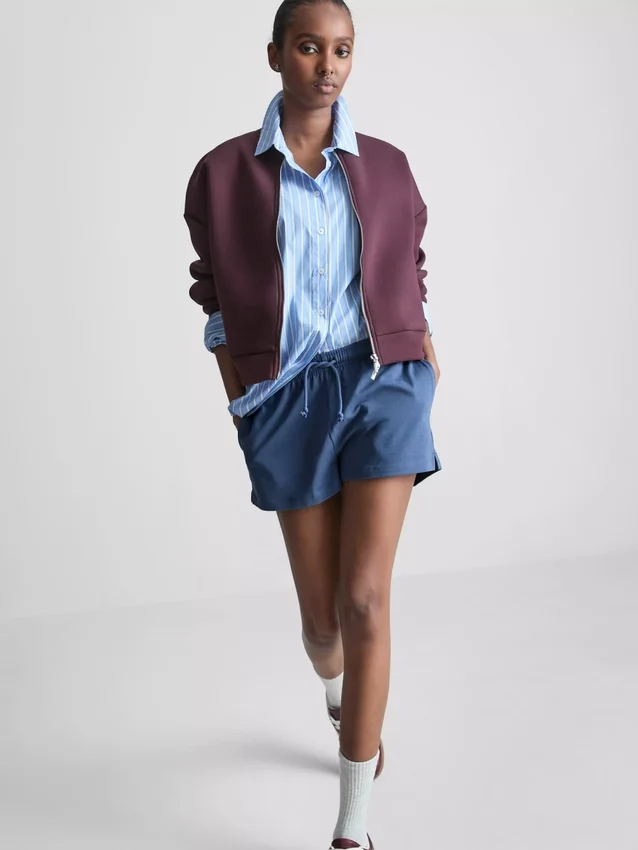 Cotton relaxed drawstring shorts
