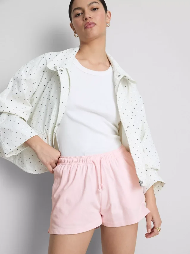 Cotton relaxed drawstring shorts