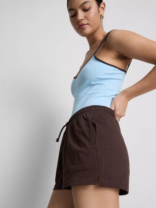 Cotton relaxed drawstring shorts