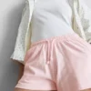 Cotton relaxed drawstring shorts