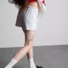 Cotton relaxed drawstring shorts