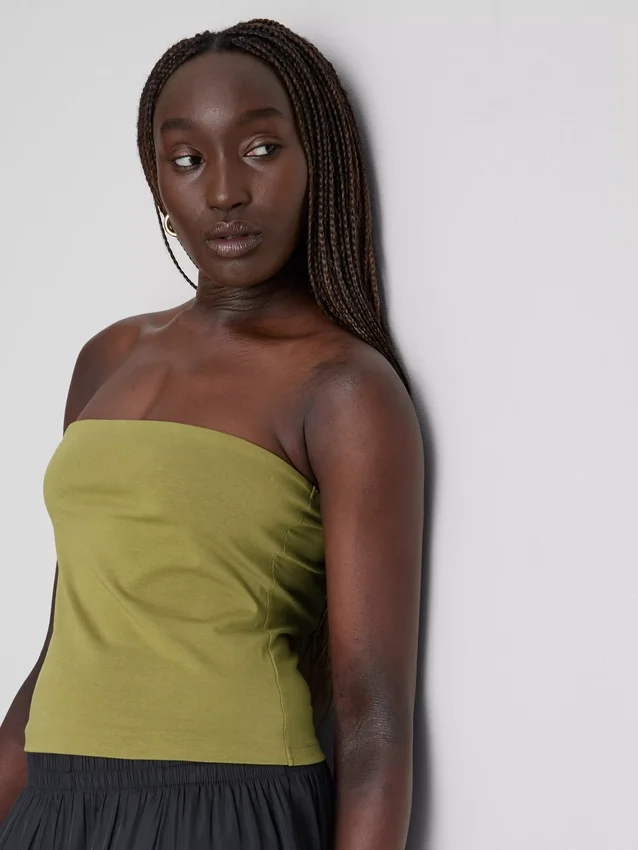 Cotton-rich bandeau top