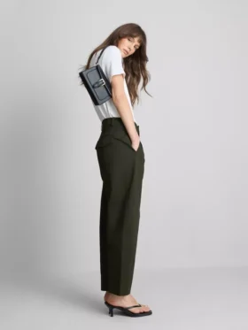 Cotton-rich barrel-leg utility pants