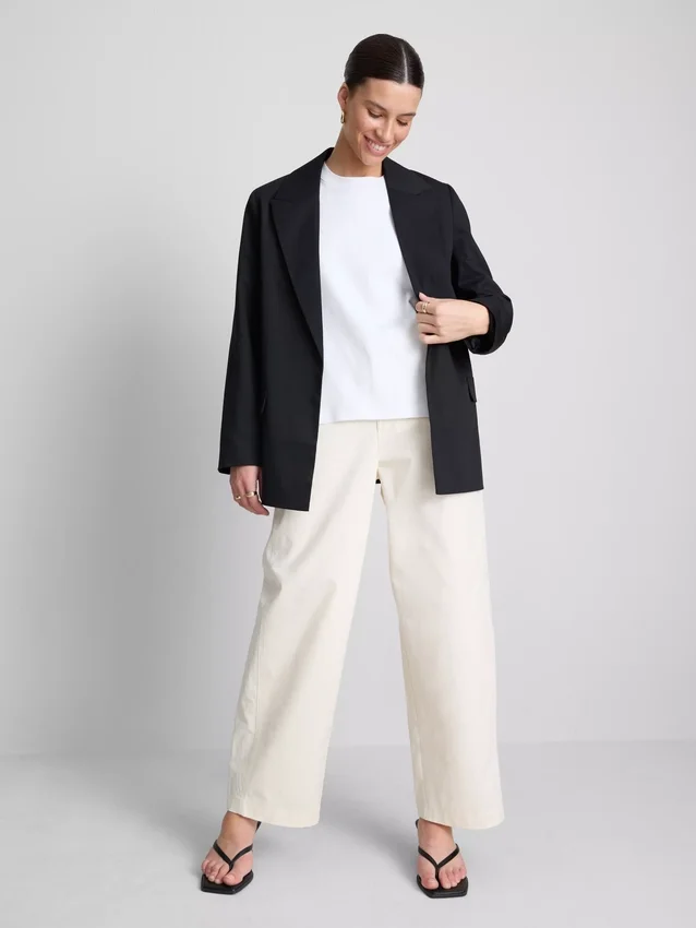 Cotton-rich barrel-leg utility pants