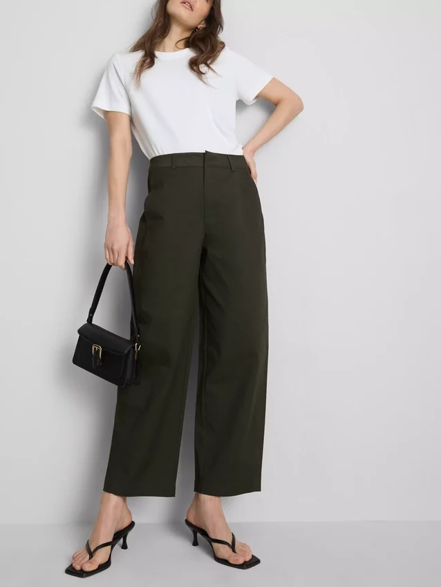 Cotton-rich barrel-leg utility pants