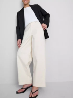 Cotton-rich barrel-leg utility pants
