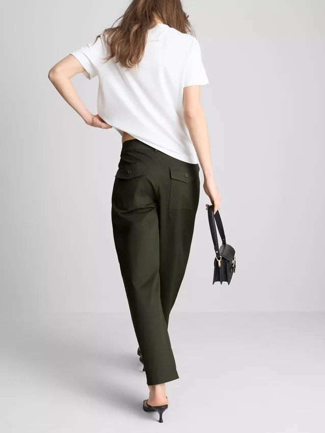 Cotton-rich barrel-leg utility pants