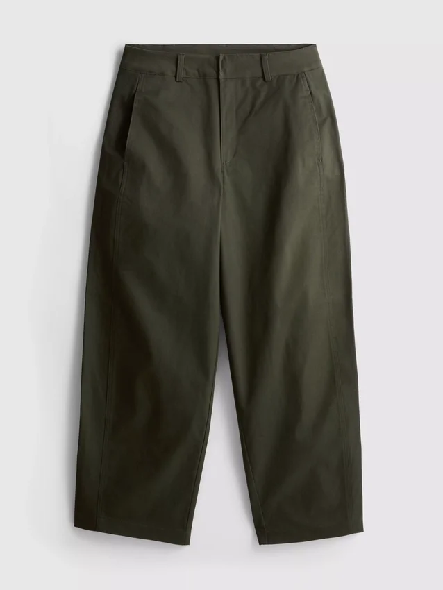Cotton-rich barrel-leg utility pants