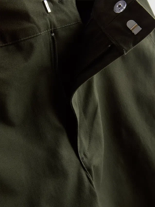 Cotton-rich barrel-leg utility pants