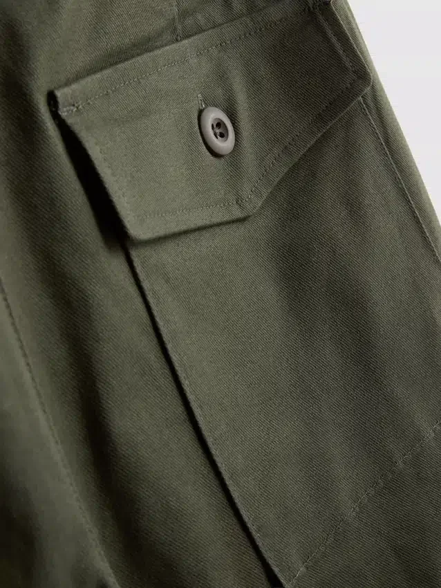 Cotton-rich barrel-leg utility pants