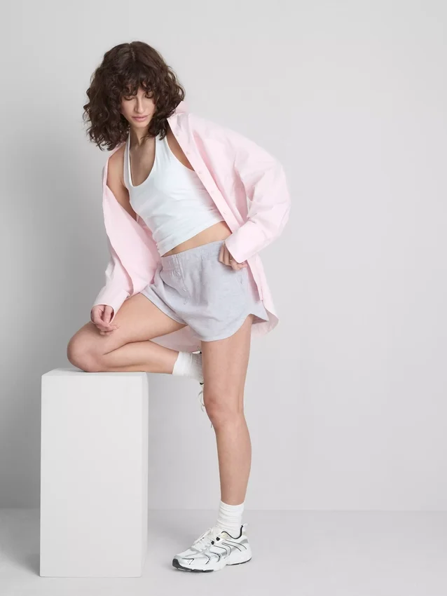 Cotton-rich button-detail jersey shorts