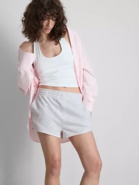 Cotton-rich button-detail jersey shorts