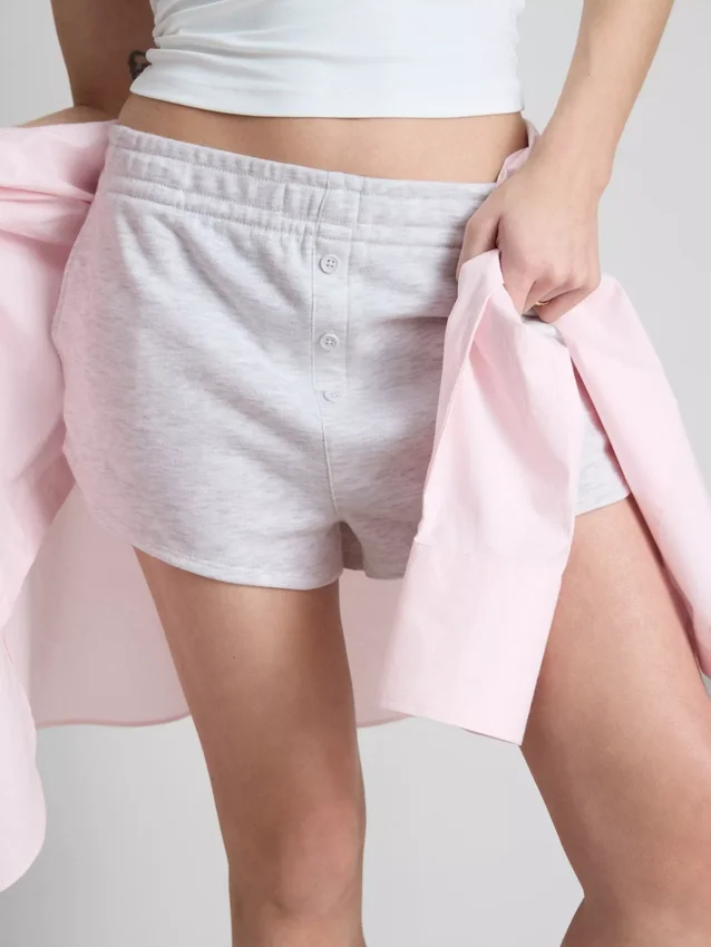 Cotton-rich button-detail jersey shorts