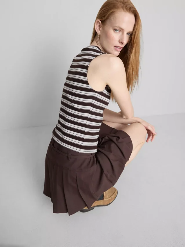 Cotton-rich button-through tank top