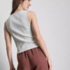 Cotton-rich button-through tank top
