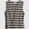 Cotton-rich button-through tank top