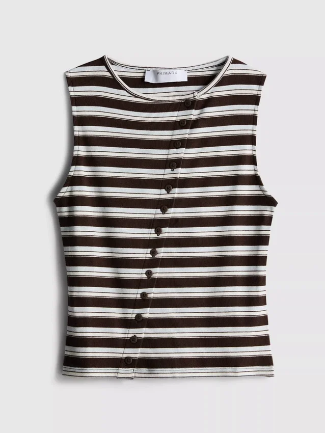 Cotton-rich button-through tank top
