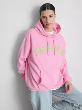 Cotton-rich collegiate-print hoodie