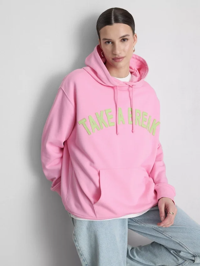 Cotton-rich collegiate-print hoodie