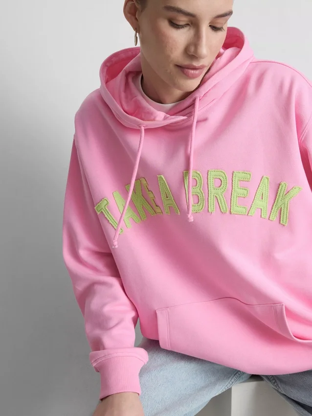 Cotton-rich collegiate-print hoodie