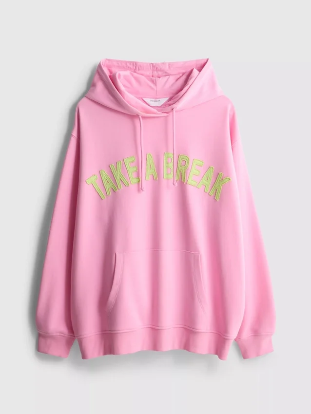 Cotton-rich collegiate-print hoodie