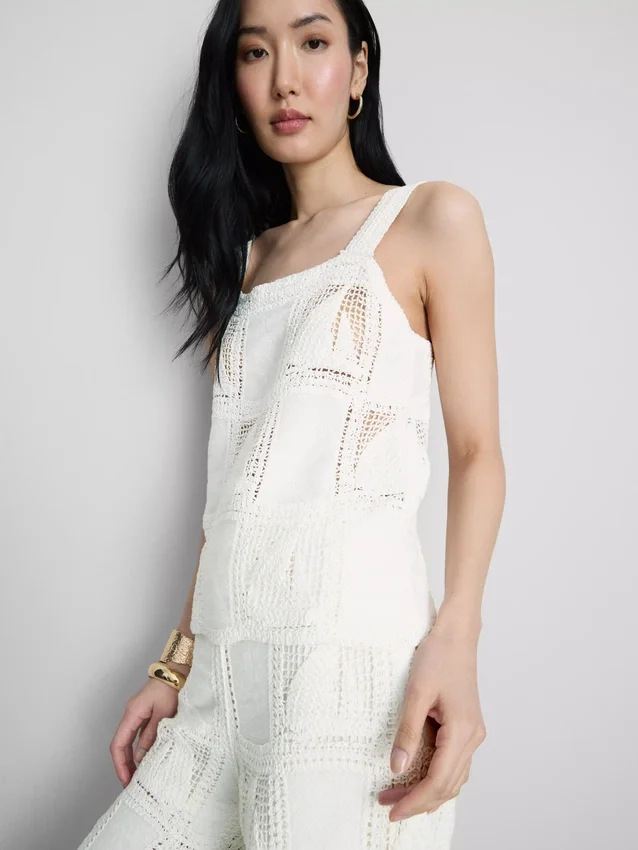 Cotton rich crochet cami top