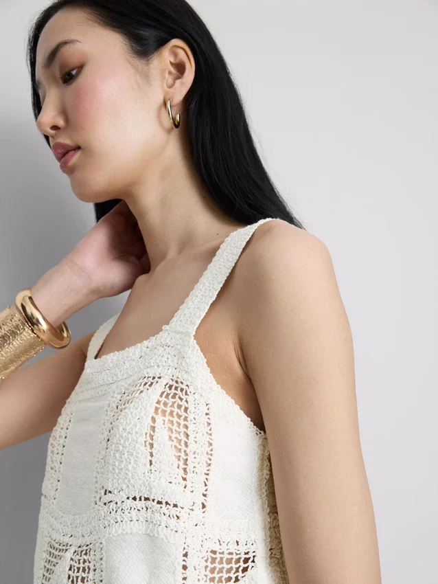Cotton rich crochet cami top
