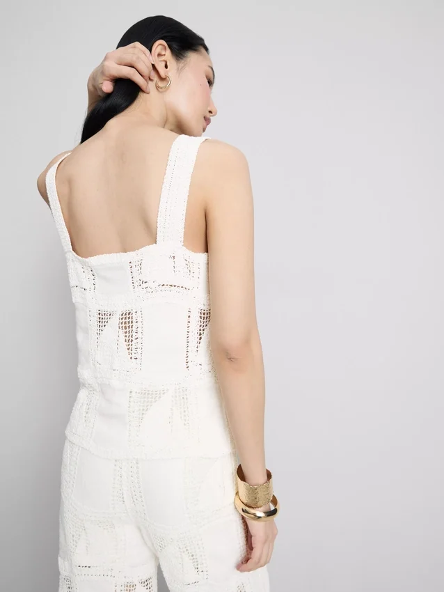 Cotton rich crochet cami top