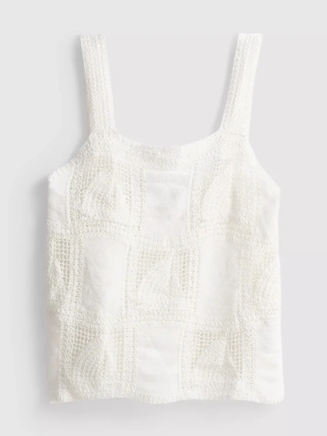 Cotton rich crochet cami top