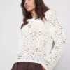 Cotton rich crochet long sleeve top
