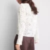 Cotton rich crochet long sleeve top