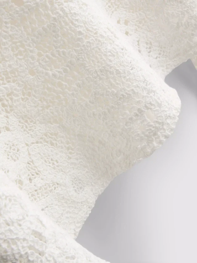Cotton rich crochet long sleeve top