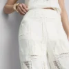 Cotton rich crochet straight leg pants
