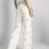 Cotton rich crochet straight leg pants