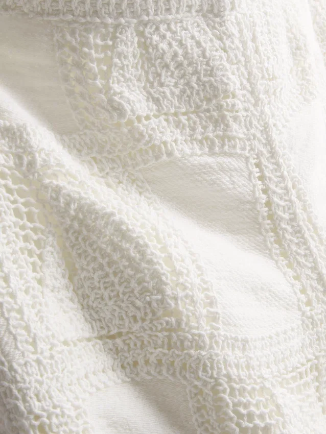 Cotton rich crochet straight leg pants