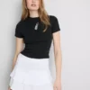 Cotton rich cropped beaded baby tee