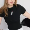 Cotton rich cropped beaded baby tee