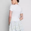 Cotton rich cropped beaded baby tee