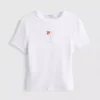 Cotton rich cropped beaded baby tee