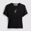 Cotton rich cropped beaded baby tee