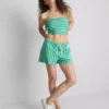 Cotton-rich cropped striped bandeau top